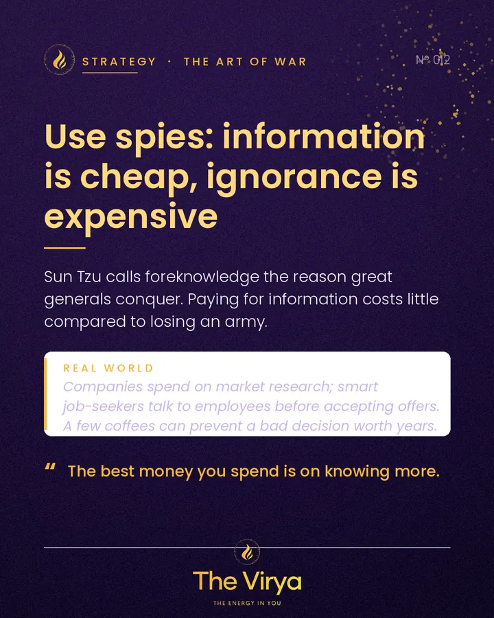 Use spies: information is cheap, ignorance is expensive