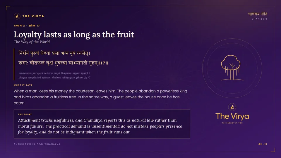 2.17, The Way of the World: Loyalty lasts as long as the fruit