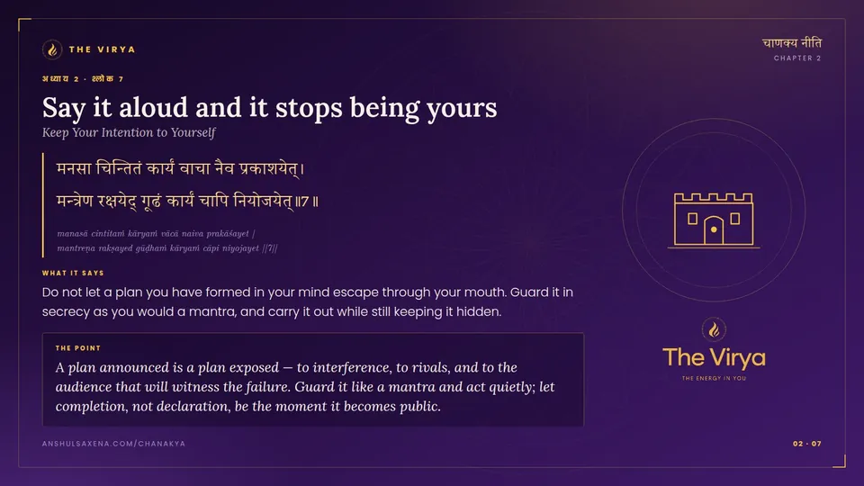 2.7, Keep Your Intention to Yourself: Say it aloud and it stops being yours