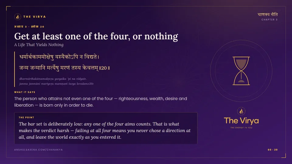 3.20, A Life That Yields Nothing: Get at least one of the four, or nothing