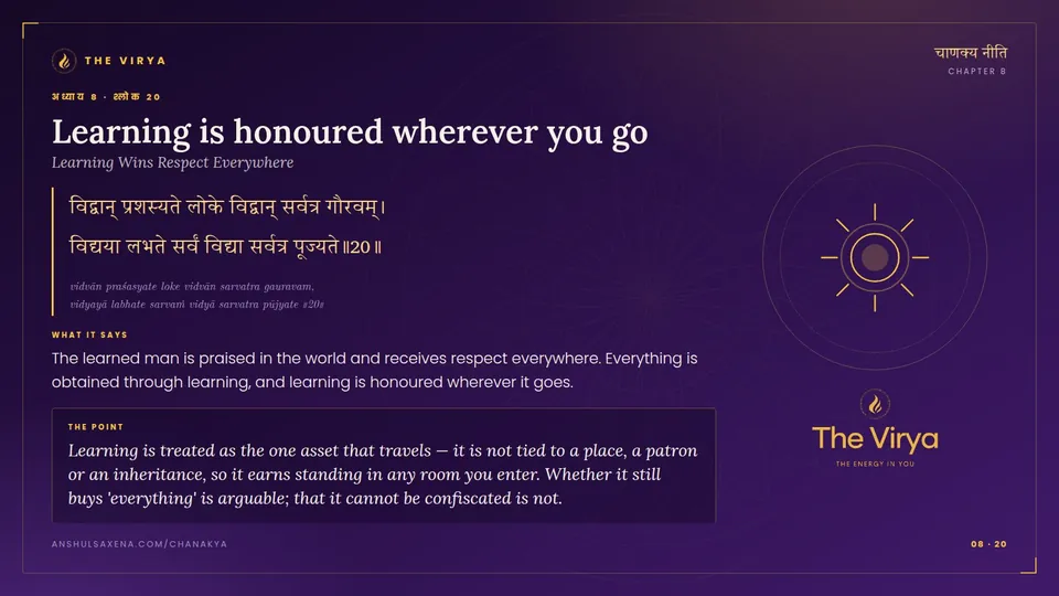 8.20, Learning Wins Respect Everywhere: Learning is honored wherever you go