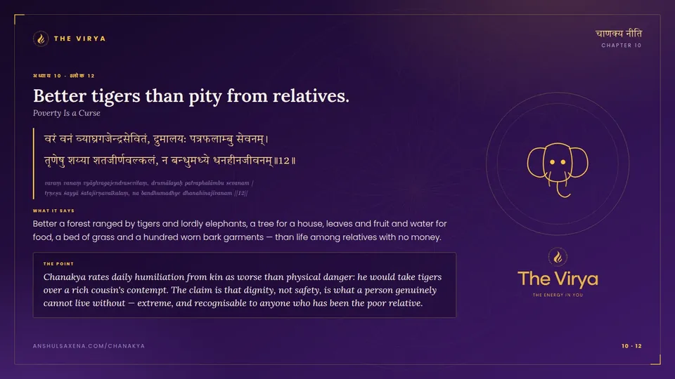 10.12, Poverty Is a Curse: Better tigers than pity from relatives