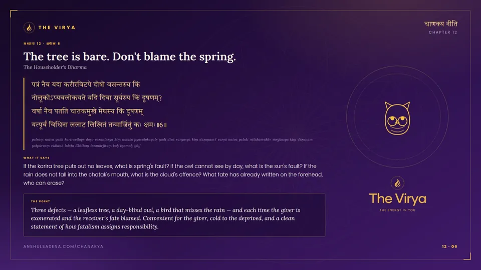 12.6, The Householder's Dharma: The tree is bare. Don't blame the spring