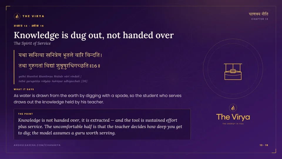 13.16, The Spirit of Service: Knowledge is dug out, not handed over