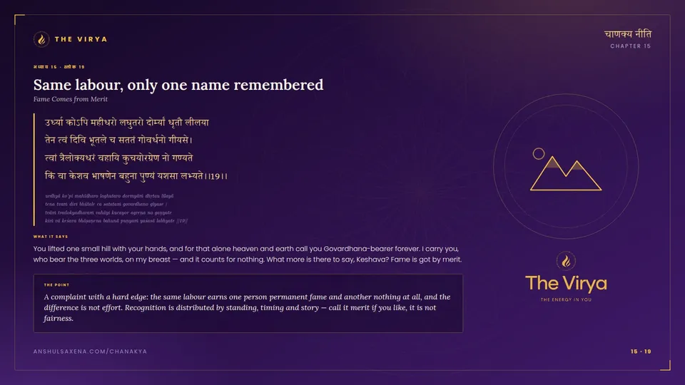 15.19, Fame Comes from Merit: Same labor, only one name remembered