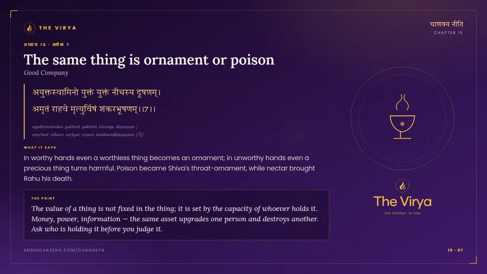 15.7, Good Company: The same thing is ornament or poison