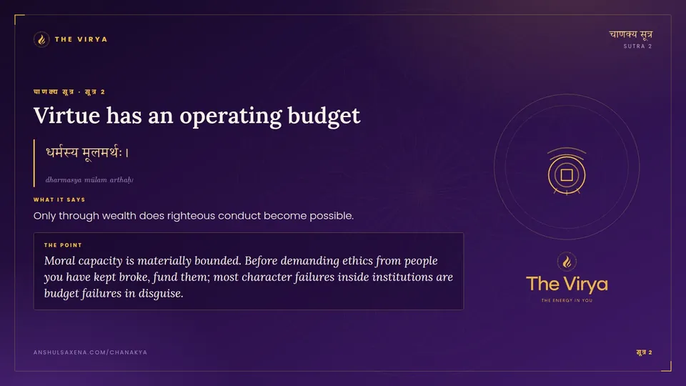 सूत्र 2, Virtue has an operating budget: Virtue has an operating budget