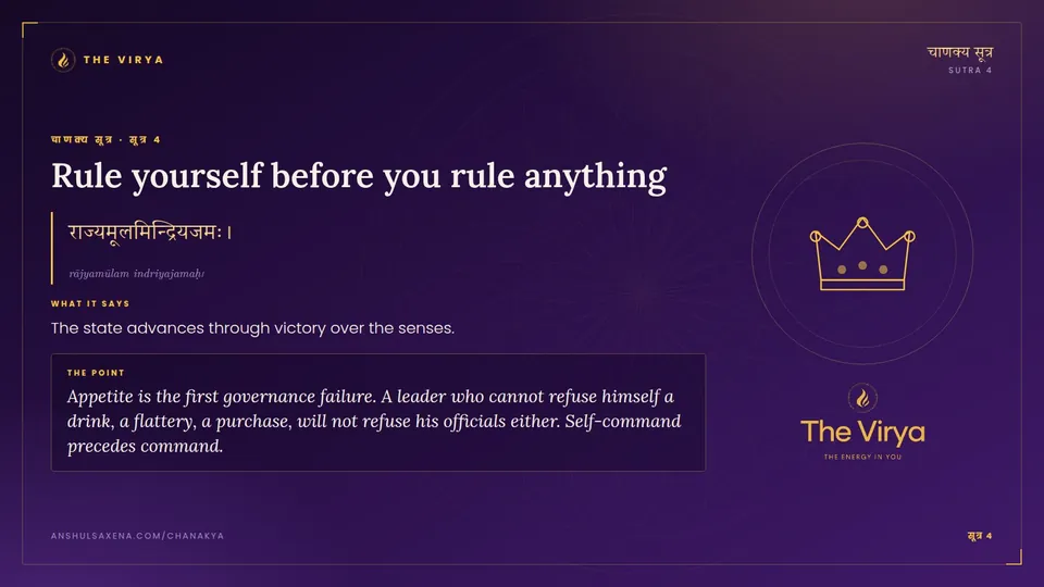 सूत्र 4, Rule yourself before you rule anything: Rule yourself before you rule anything