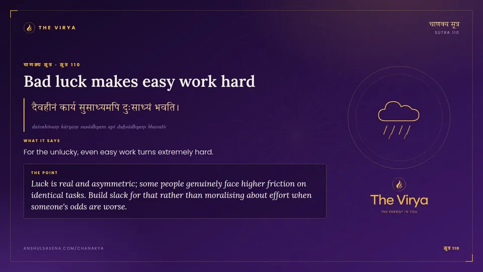 सूत्र 110, Bad luck makes easy work hard: Bad luck makes easy work hard