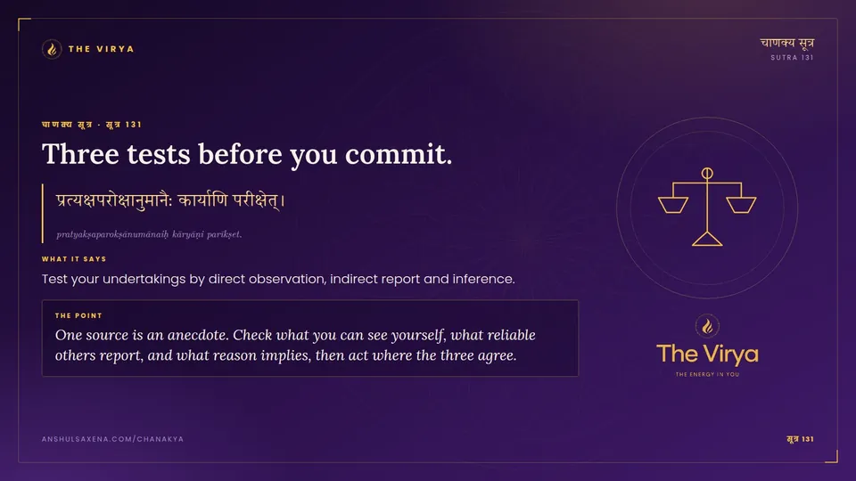सूत्र 131, Three tests before you commit.: Three tests before you commit