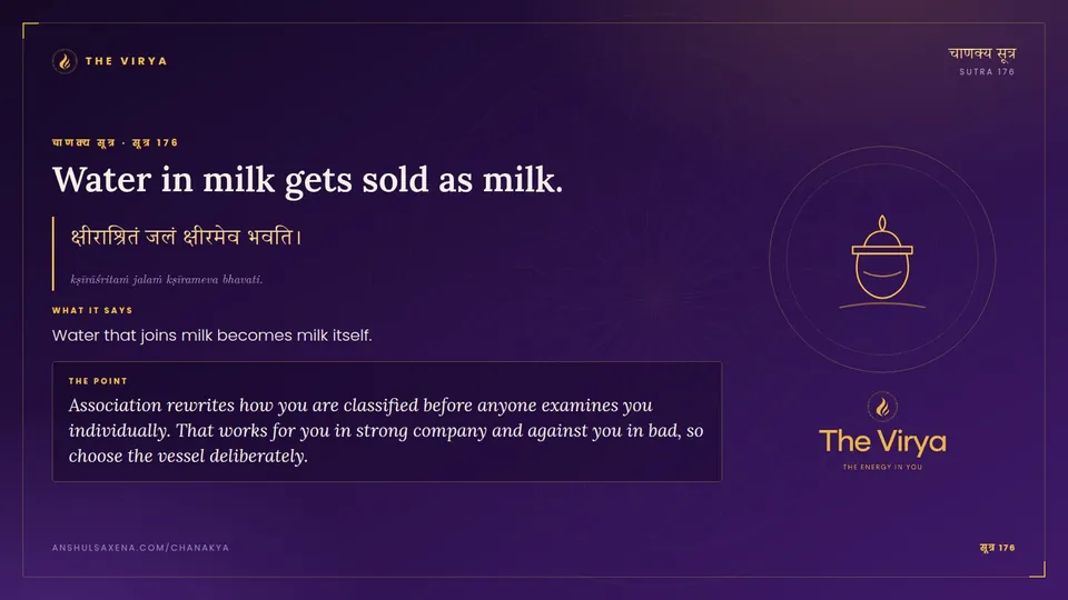 सूत्र 176, Water in milk gets sold as milk.: Water in milk gets sold as milk