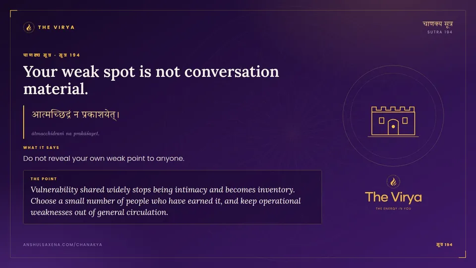 सूत्र 194, Your weak spot is not conversation material.: Your weak spot is not conversation material