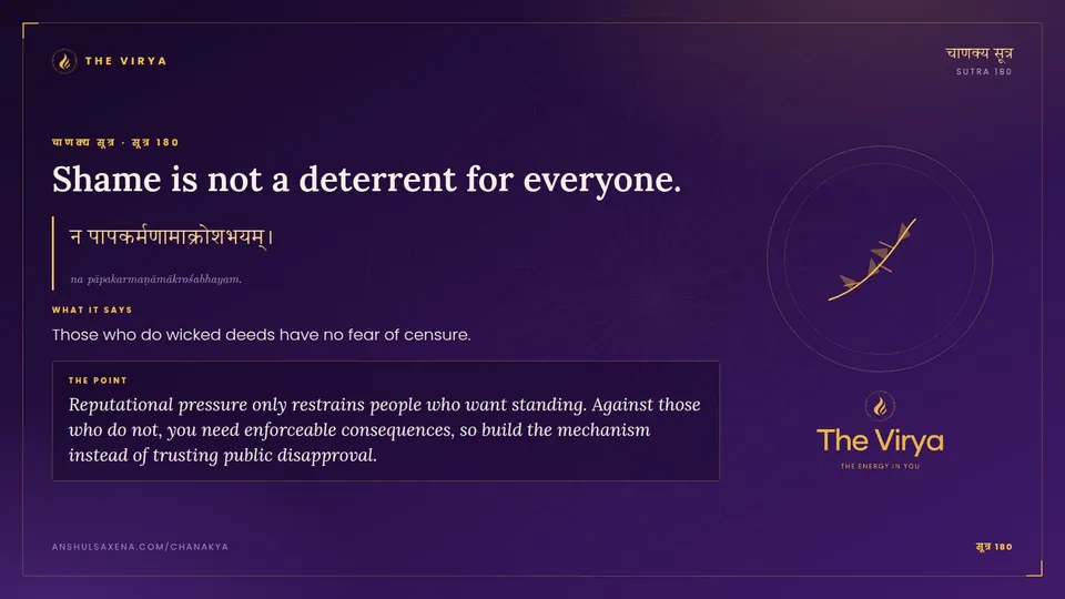 सूत्र 180, Shame is not a deterrent for everyone.: Shame is not a deterrent for everyone