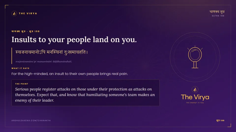 सूत्र 198, Insults to your people land on you.: Insults to your people land on you