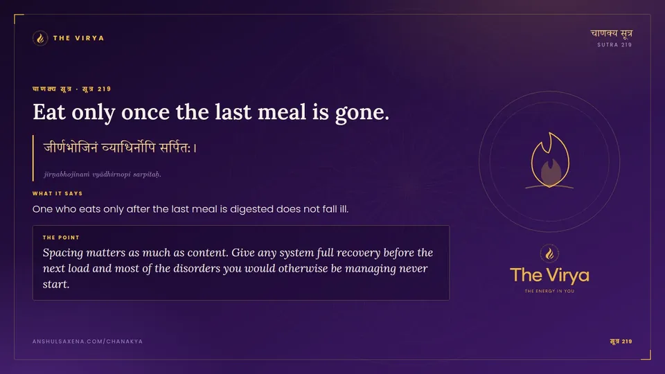 सूत्र 219, Eat only once the last meal is gone.: Eat only once the last meal is gone