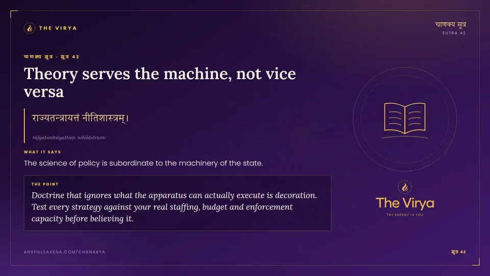 सूत्र 42, Theory serves the machine: Theory serves the machine, not vice versa