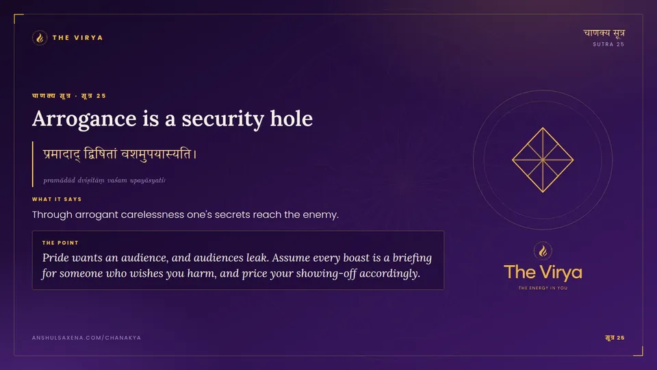 सूत्र 25, Arrogance is a security hole: Arrogance is a security hole