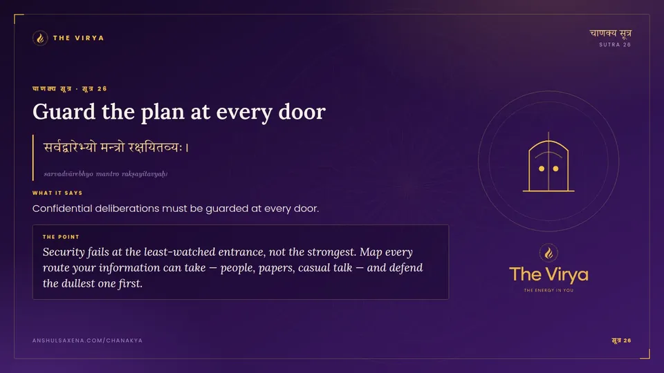 सूत्र 26, Guard the plan at every door: Guard the plan at every door