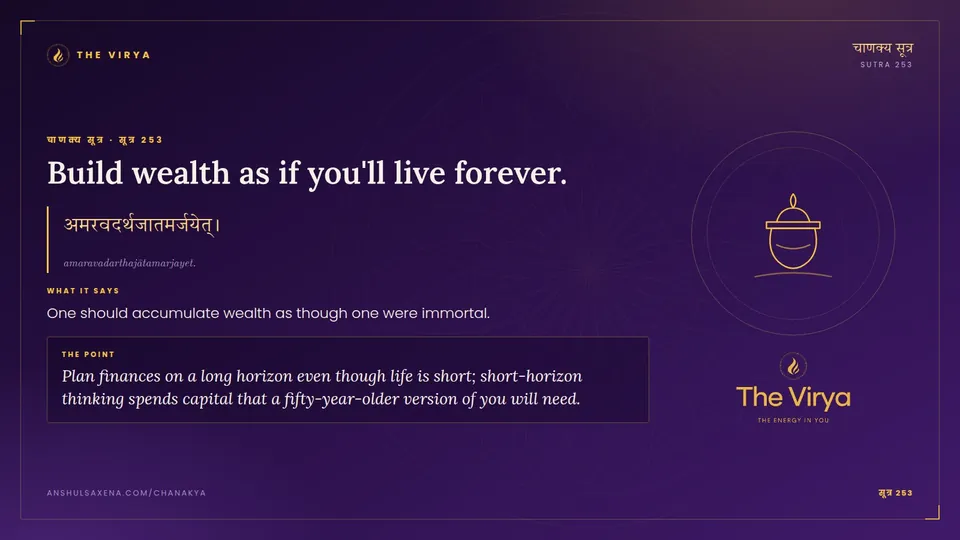 सूत्र 253, Build wealth as if you'll live forever.: Build wealth as if you'll live forever