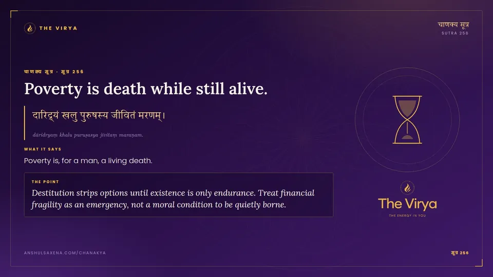 सूत्र 256, Poverty is death while still alive.: Poverty is death while still alive
