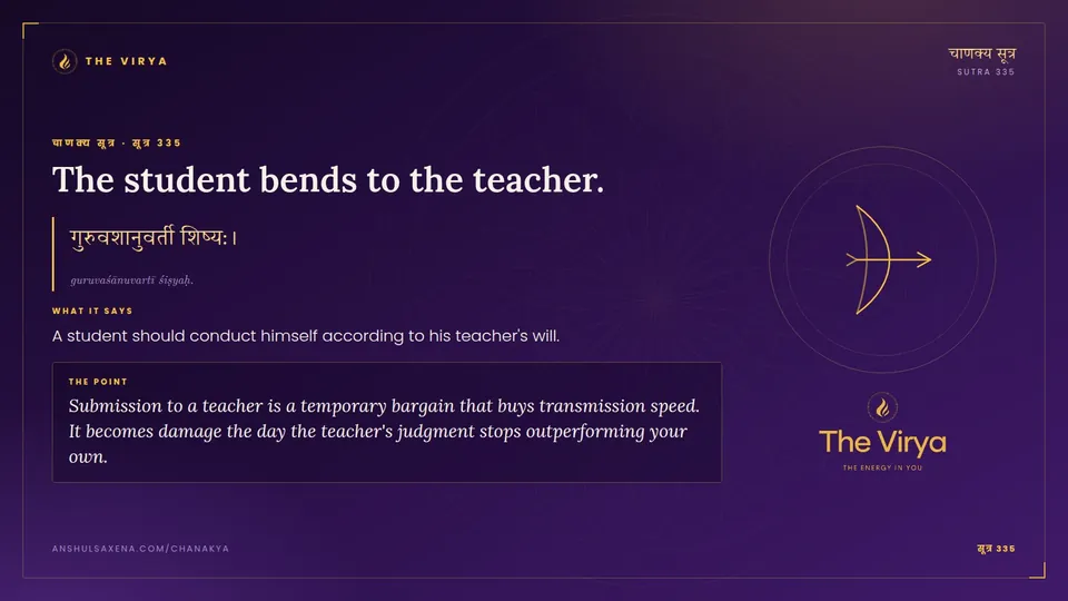 सूत्र 335, The student bends to the teacher.: The student bends to the teacher