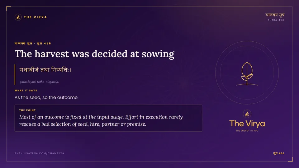 सूत्र 456, The harvest was decided at sowing: The harvest was decided at sowing