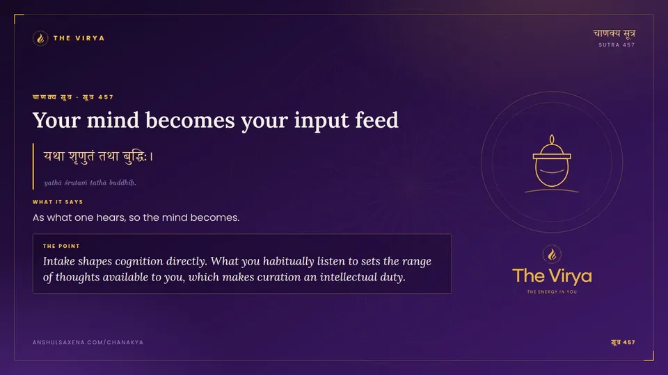सूत्र 457, Your mind becomes your input feed: Your mind becomes your input feed