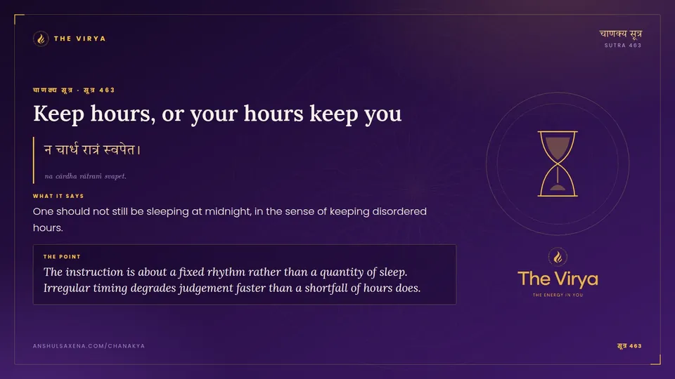 सूत्र 463, Keep hours: Keep hours, or your hours keep you