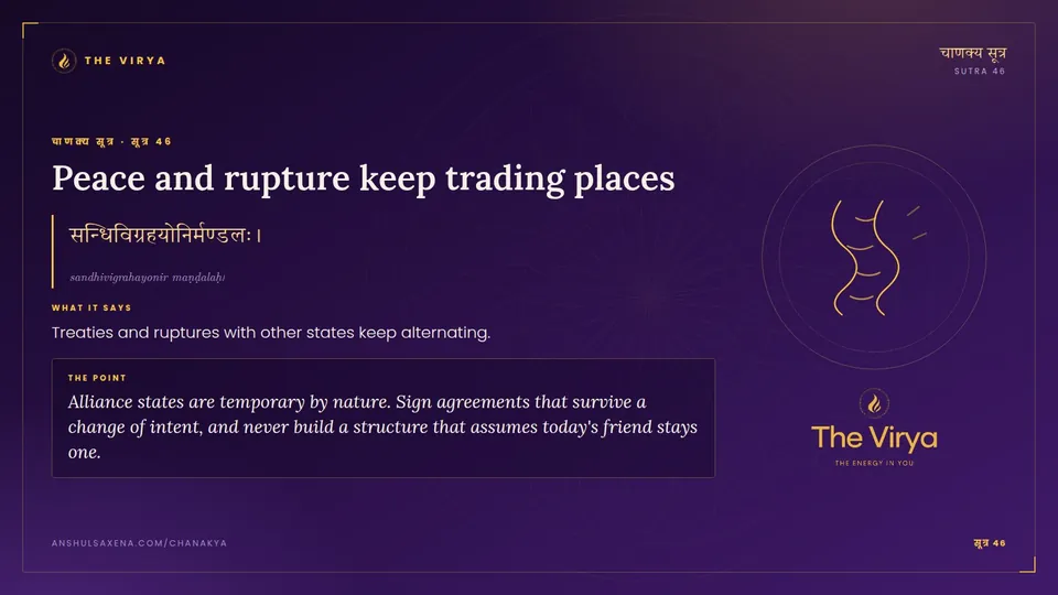 सूत्र 46, Peace and rupture keep trading places: Peace and rupture keep trading places