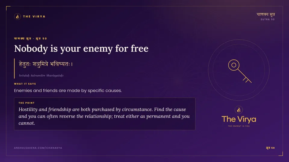 सूत्र 50, Nobody is your enemy for free: Nobody is your enemy for free