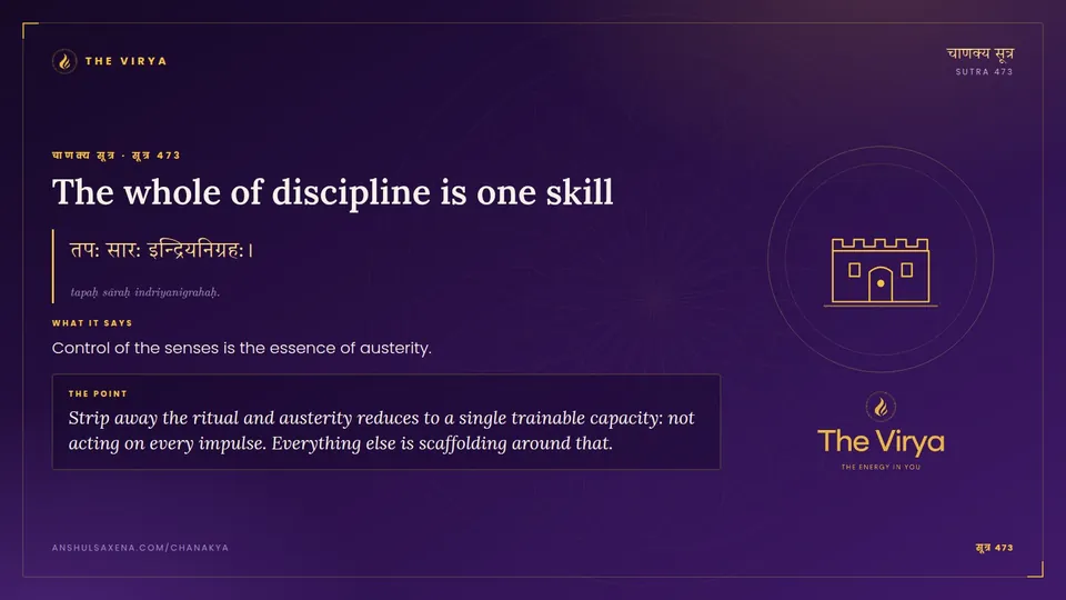 सूत्र 473, The whole of discipline is one skill: The whole of discipline is one skill