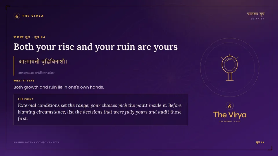 सूत्र 84, Both your rise and your ruin are yours: Both your rise and your ruin are yours