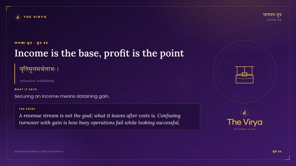 सूत्र 89, Income is the base: Income is the base, profit is the point