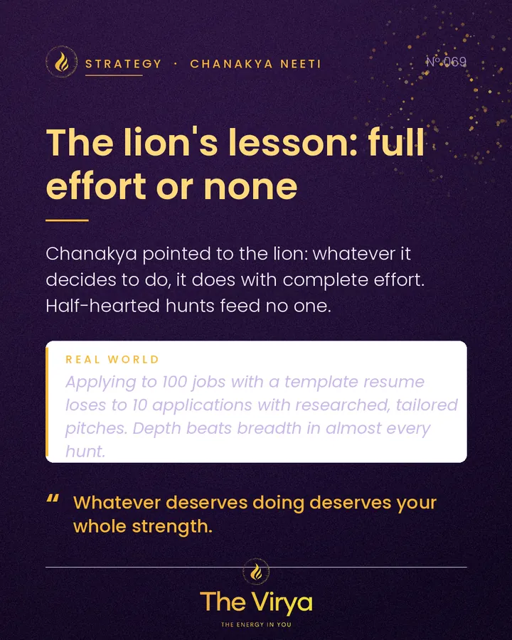 The lion's lesson: full effort or none