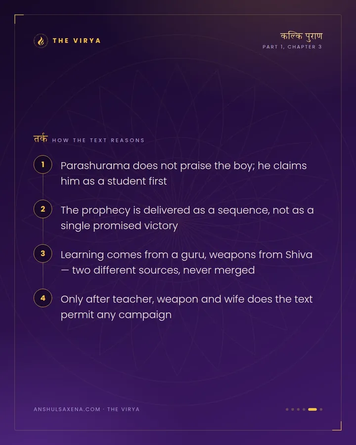Parashurama Teaches, Shiva Arms Him, card 5 of 6