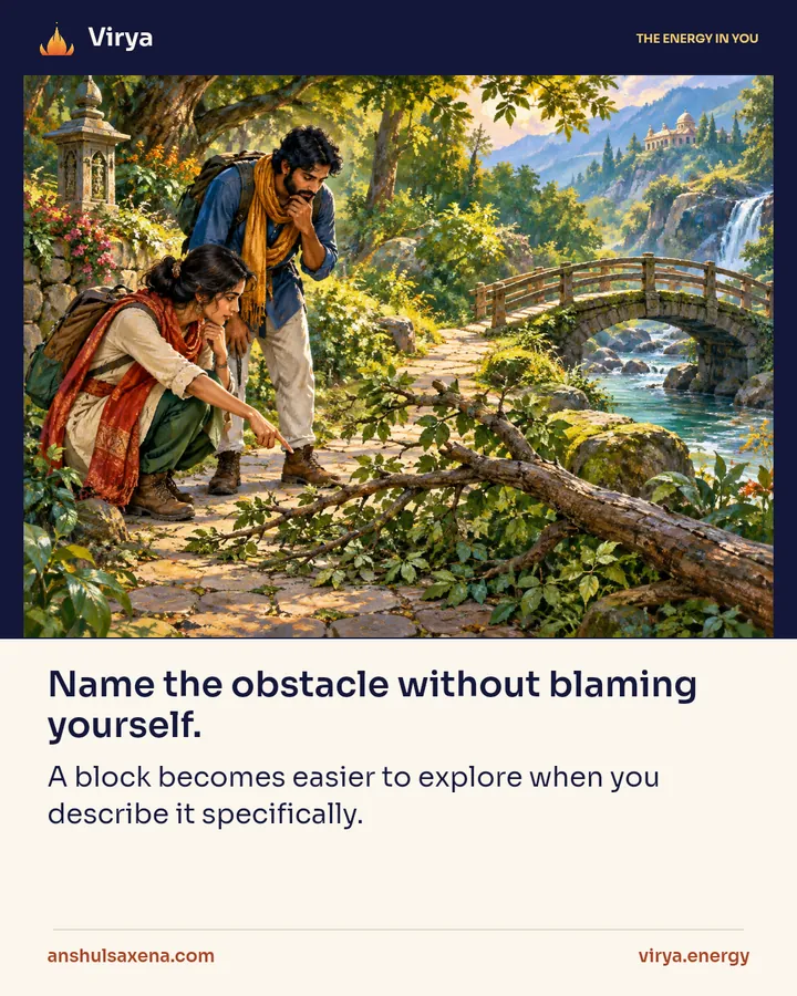 Name the obstacle without blaming yourself, card 1 of 5