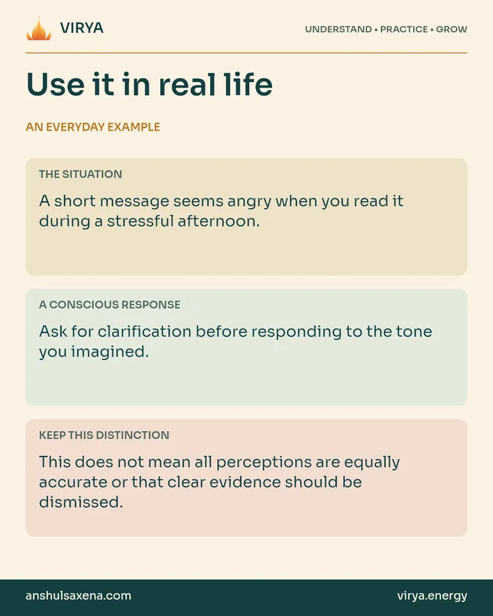 Three panels distinguish an everyday situation, a deliberate response and an important boundary. A short message seems angry when you read it during a stressful afternoon.