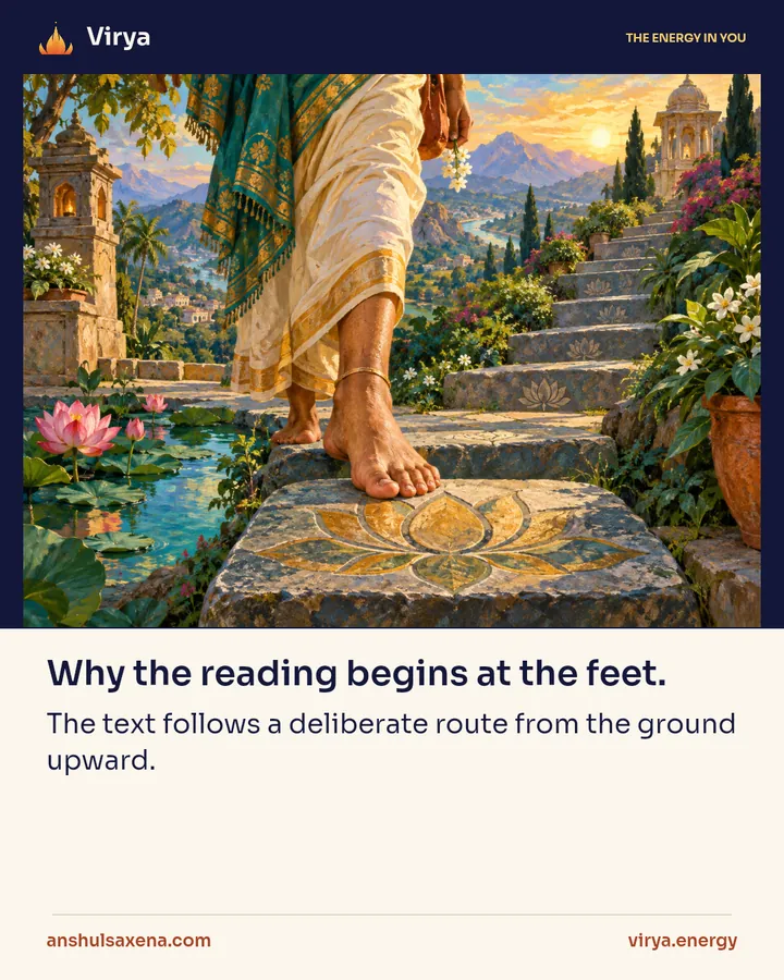 Why the reading begins at the feet, card 1 of 5