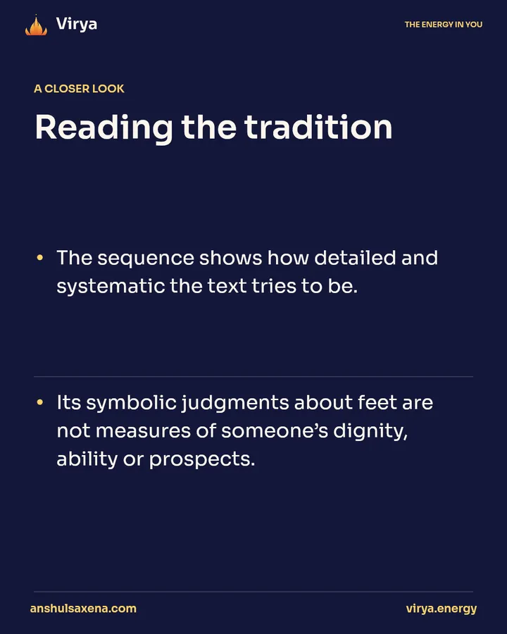 Why the reading begins at the feet, card 3 of 5