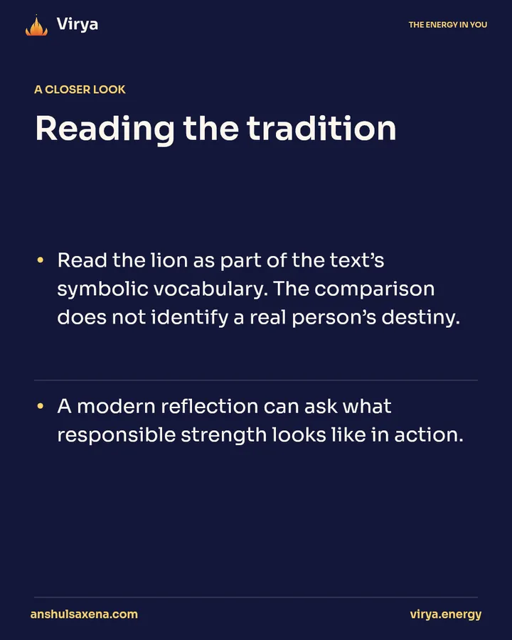 Why compare a person with a lion?, card 3 of 5