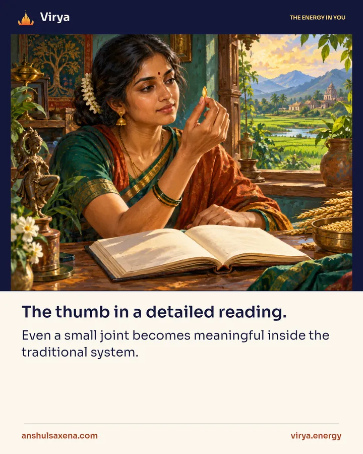 The thumb in a detailed reading, card 1 of 5