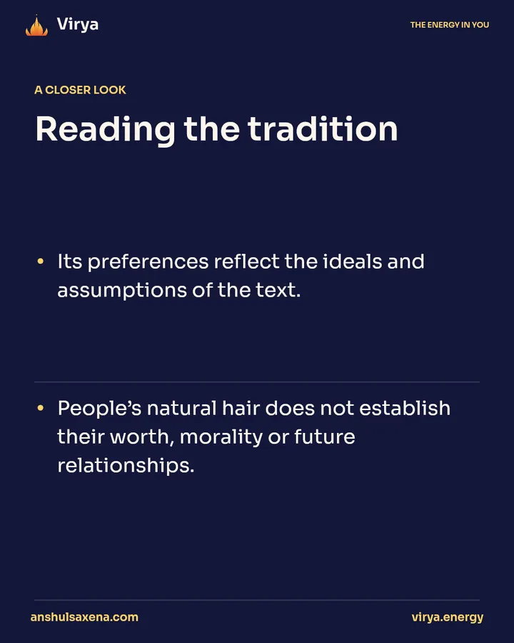 Hair carries stories, not rankings, card 3 of 5
