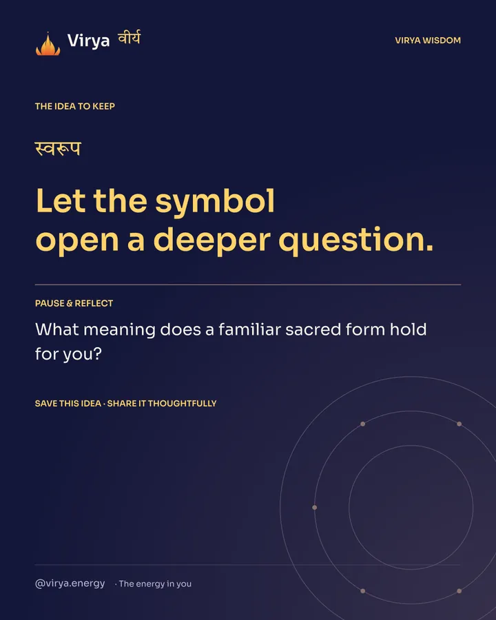 Indigo Virya closing card. Let the symbol open a deeper question. Reflection question: What meaning does a familiar sacred form hold for you?