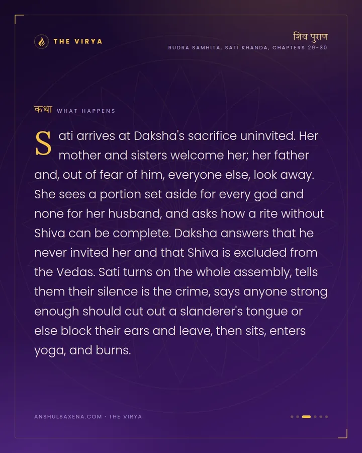 Sati Walks Into Her Father's Fire, card 3 of 6