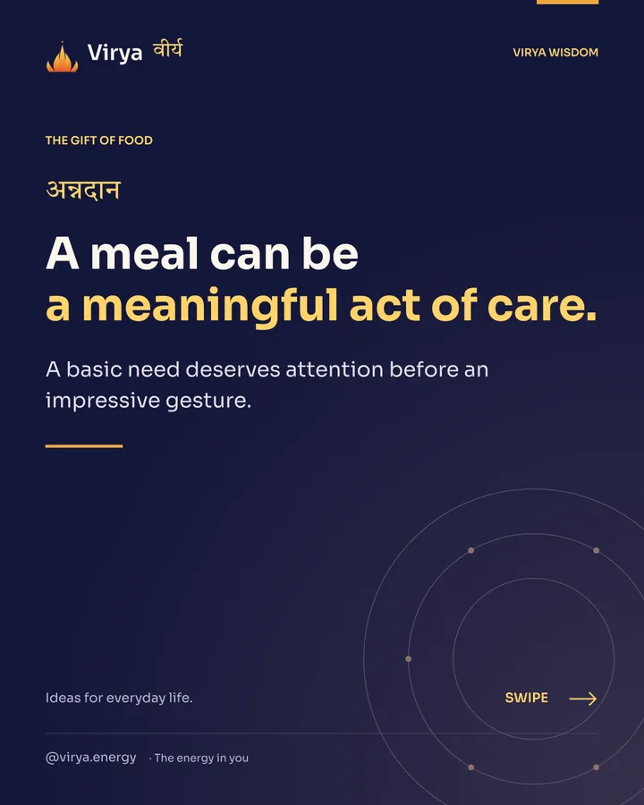 A meal can be a meaningful act of care. A basic need deserves attention before an impressive gesture.