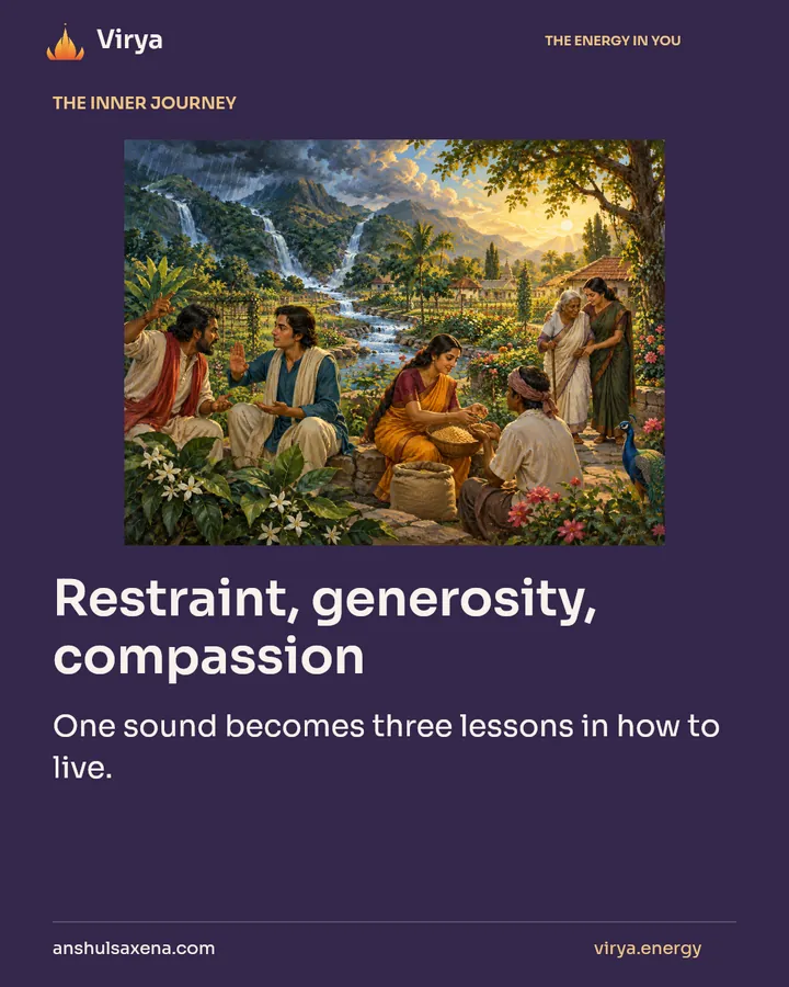 Restraint, generosity, compassion, card 1 of 7