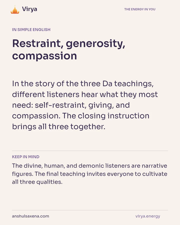 Restraint, generosity, compassion, card 3 of 7
