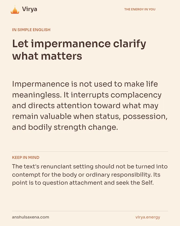 Let impermanence clarify what matters, card 3 of 7