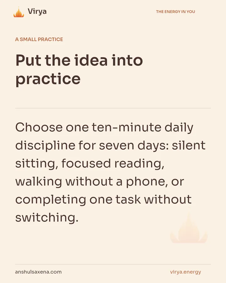 Discipline can make the mind clear, card 6 of 7
