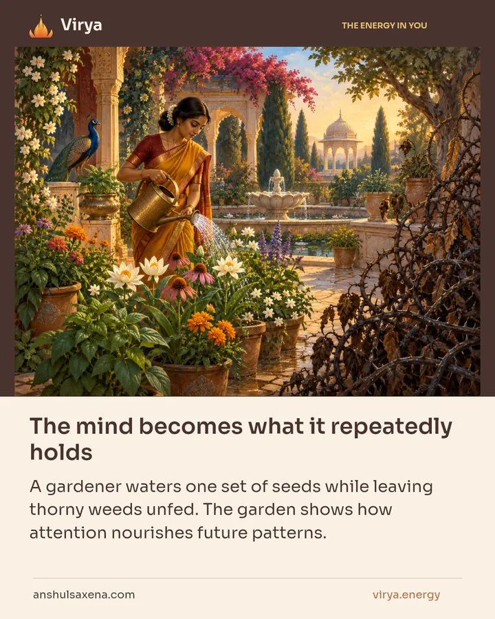 The mind becomes what it repeatedly holds, card 4 of 7
